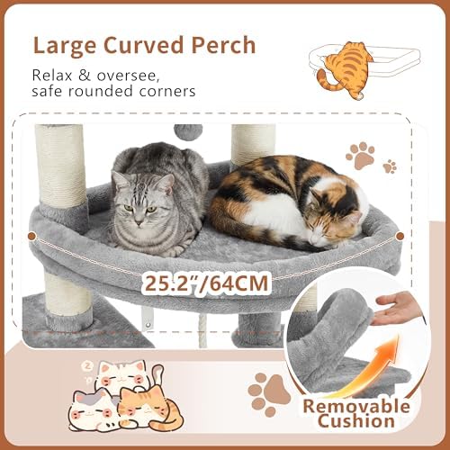 Heybly Cat Tree, 74-Inch Streamlined Cat Tower - Image 3
