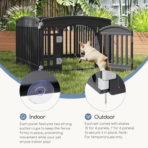 DUMOS Plastic Dog Playpen, 4 Panels 24 Inch Small Pet Fence Play Pen - Image 4
