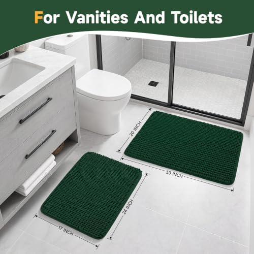 Ophanie Green Bathroom Rugs Sets 2 Piece, Soft Chenille Bath Mat, Non Slip - Image 4