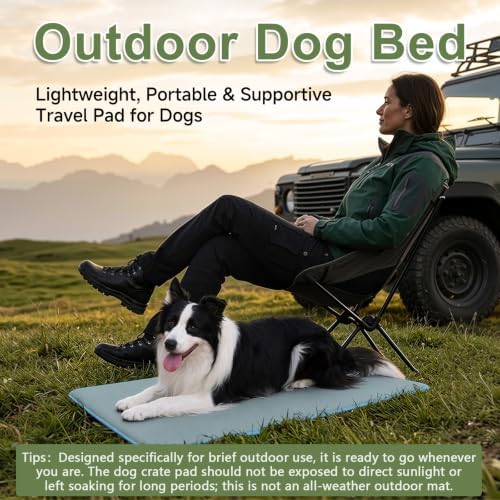 Outdoor Dog Crate Pad Bed, Waterproof Wipeable Kennel Mat, Dusty Blue - Image 3