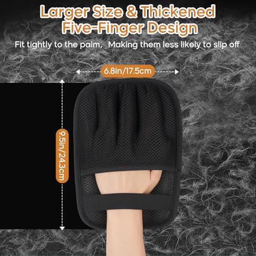 Pet Hair Removal Gloves 2 Pack, Reusable Five-Finger Grooming Brush - Image 4