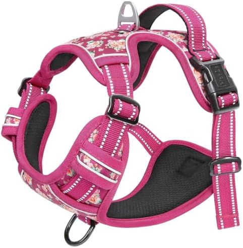 HEELE Large Dog Harness, Reflective, No Pull No Choke, Flower Rose - Image 6
