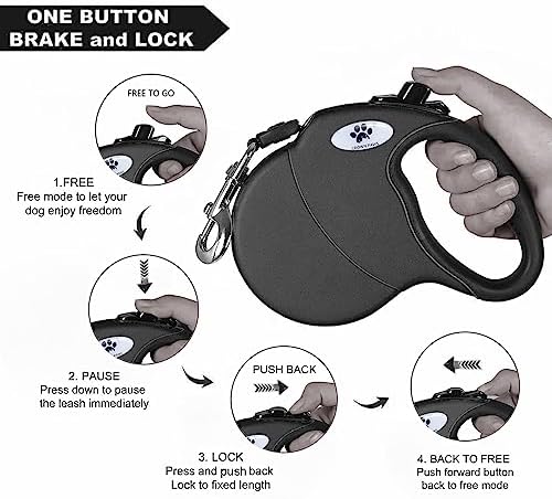 16 ft Retractable Dog Leash for Large Dogs up to 44 lbs, Tangle-Free Nylon Tape - Image 3