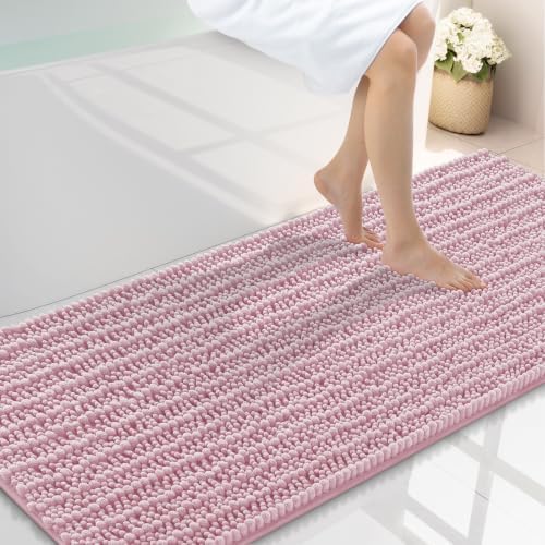 Smiry Bathroom Rugs 59X24, Extra Soft Rubber Backing Chenille Bath Mats by Smiry