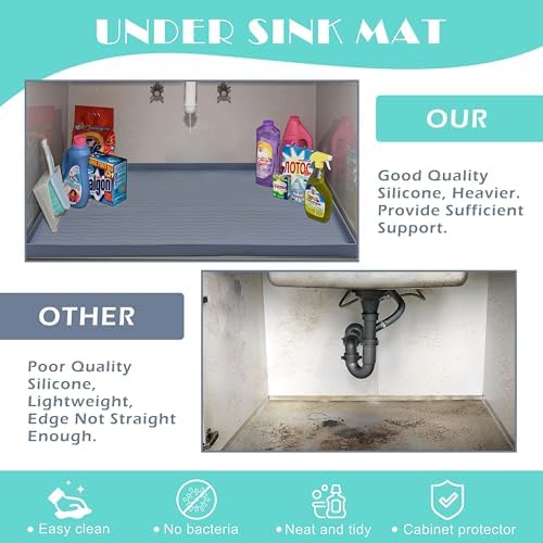 URMONA Waterproof Silicone Under Sink Mat, 19 x 19 in, Flexible Shelf Liner - Image 5