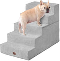 EHEYCIGA Dog Stairs for High Bed 25" H, Extra Wide Dog 5-Step, Light Grey by EHEYCIGA