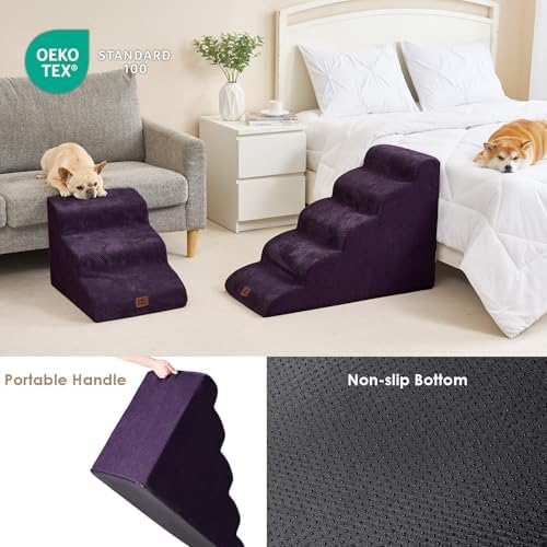 EHEYCIGA Curved Dog Stairs Ramp, 3-Step Dog Steps, 15.7" H Pet Step - Image 5