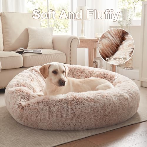 45 in Faux Fur Fluffy Donut Dog Bed - Image 4