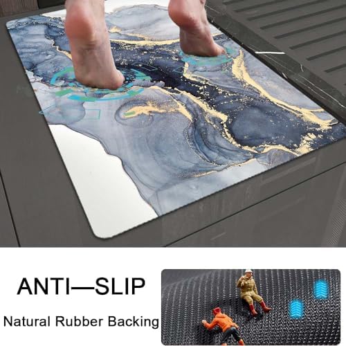 Bath Mat Rug, Gilt Marble Non Slip Quick Dry Super Absorbent Thin Bathroom Rugs - Image 5