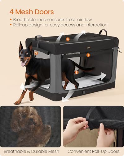 Feandrea Collapsible Dog Crate, Portable Oxford Fabric Pet Carrier - Image 4