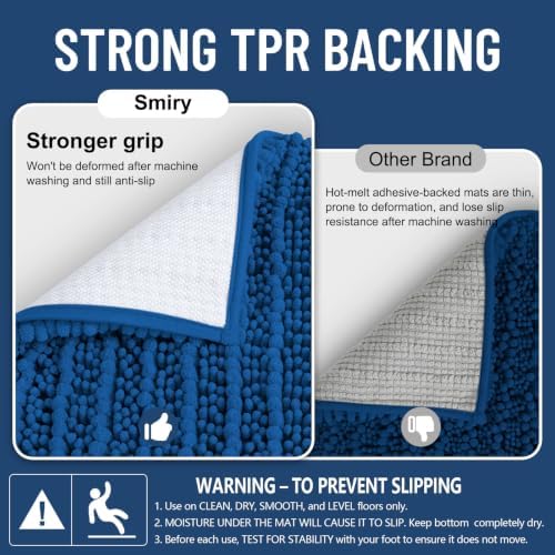Smiry Bathroom Rugs 24X16, Extra Soft Rubber Backing Chenille Bath Mats - Image 3