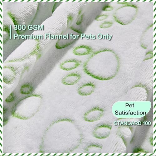 Green Soft Puppy Blanket, with Flannel Green Cute Paw Print, 24 * 32 inches - Image 2