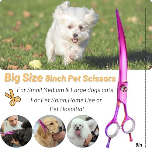 8in 30° Curved Dog Grooming Scissors, VG10 Steel Professional Pet Shears - Image 2