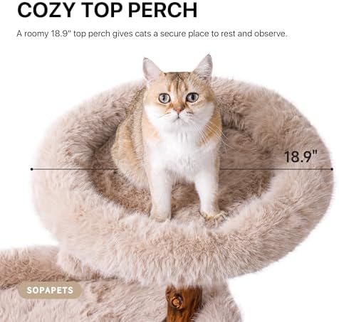 Sopapets Maine Coon Cat Tree for Large Cats, Solid Wood Cat Tower - Image 4