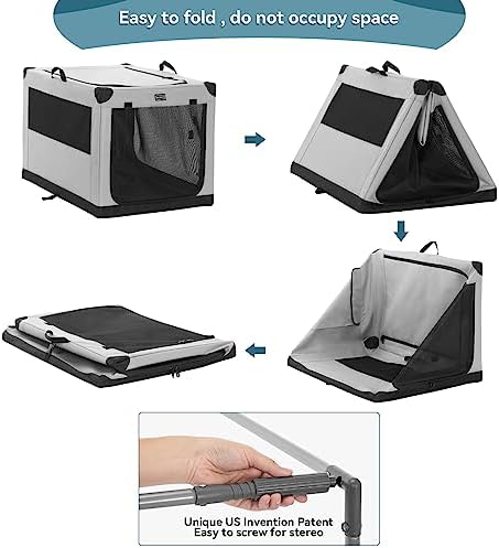 PETSFIT 26" Soft Portable Dog Crate – Patented Spiral Sturdy Frame, Collapsible - Image 6