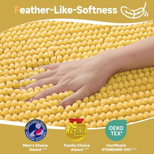 Ophanie Yellow Bathroom Rugs 34x21, Soft Chenille Bath Mat, Non Slip Absorbent - Image 3