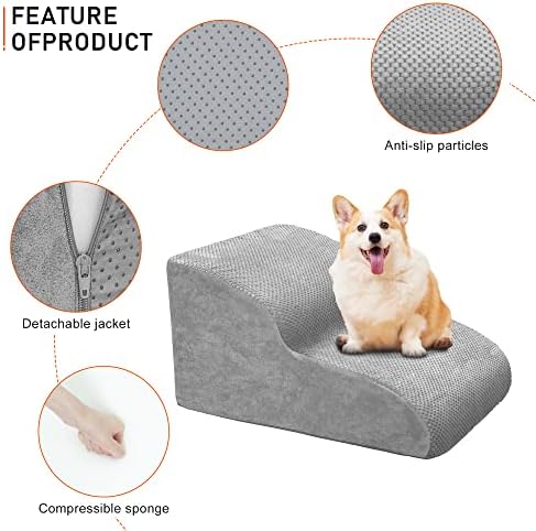 Dog Stairs for Small Dogs, High Density Foam Dog Ramp, Extra Wide Non-Slip Pet - Image 3