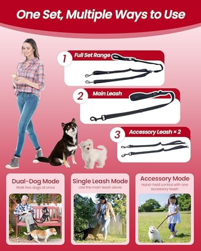 3-in-1 Double Dog Leash, Hands-Free Convertible Leash - Image 2