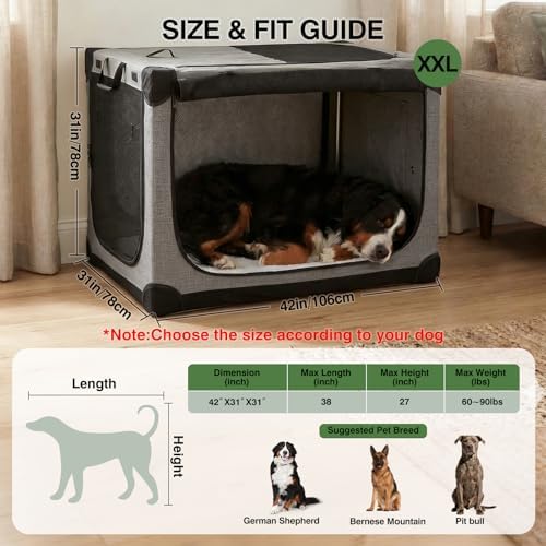 42 x 31 x 31 Inch Collapsible Soft Dog Crate - Image 2