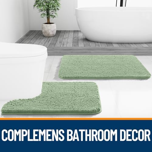 OLANLY Toilet Rugs U-Shaped 24x20, Soft Absorbent Chenille Contour Rugs - Image 7