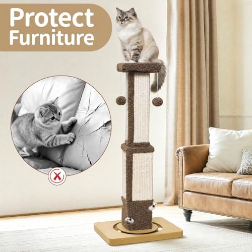 33.8" Tall Sisal Vertical Cat Scratching Post - Image 5