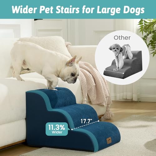 COZY KISS Wide Dog Stairs for Small Dog 15.7" H, 3 Step Pet Ramp for Couch - Image 2