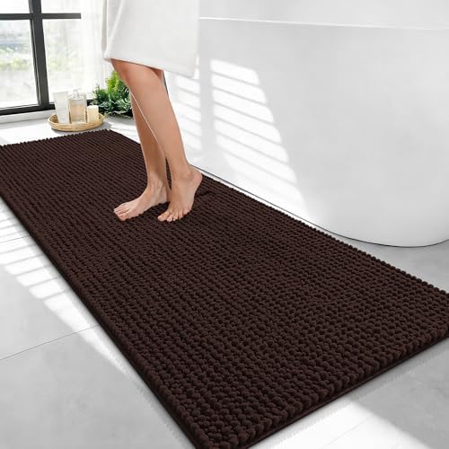 OLANLY Thick Chenille Bathroom Runner Rugs 47x24, Absorbent Bath Mat by OLANLY