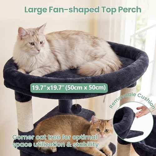 Cat Tree, 61 Inch Tall Cat Tower, Diamond-Shaped Cat Cave VCT001G - Image 3
