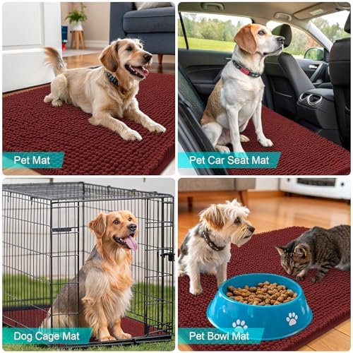 OLANLY Dog Door Mat for Muddy Paws 70x32, Super Absorbent Chenille Mud Mat - Image 7