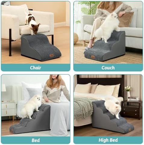 COZY KISS Dog Stairs for Small Dog 22.6" H, 5 Step Pet Ramp for Bed - Image 6