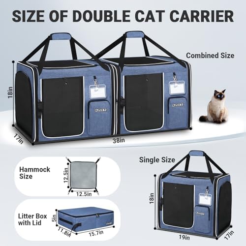 Petskd 2 in 1 Double Cat Car Travel Carrier - Image 2
