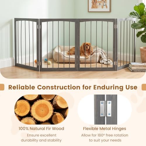 Giantex 4-Panel Freestanding Foldable Dog Gate - Image 3