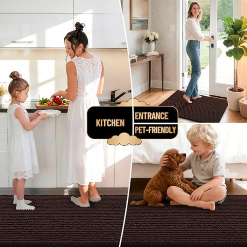 OLANLY Thick Chenille Bathroom Runner Rugs 47x24, Absorbent Bath Mat - Image 6