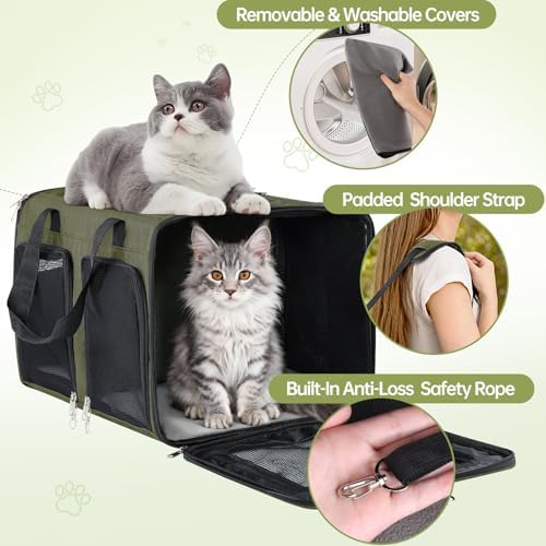 Cat Carrier for 2 Cats Double Pet Carrier Extra Large Green 2026 Upgraded - Image 6