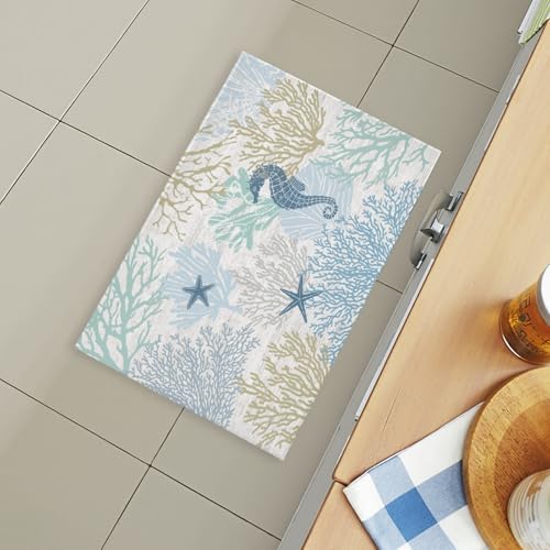Giwawa Summer Coral Bath Rug Coastal Starfish Bathtub Mat Extra Soft Washable - Image 6