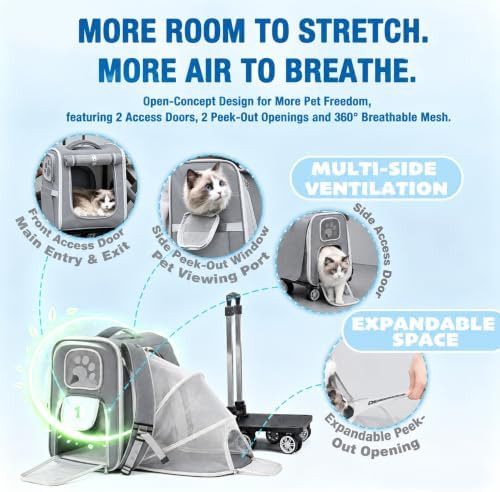 Pet Carrier Backpack with Wheels Rolling - Image 2