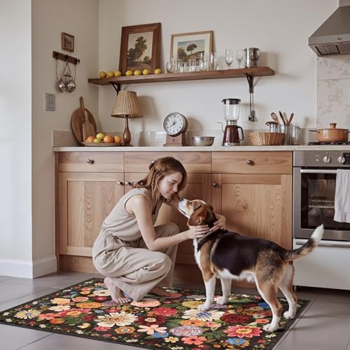 Floral Machine Washable Rug 3x5 Espresso - Image 5