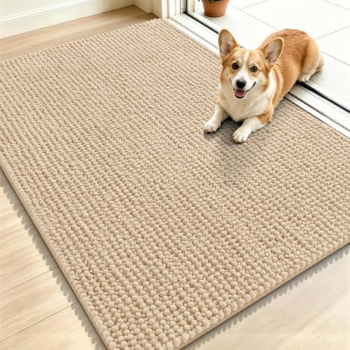 Smiry Dog Door Mat for Muddy Paws 44x32, Ultra Absorbent Chenille Doormat by Smiry