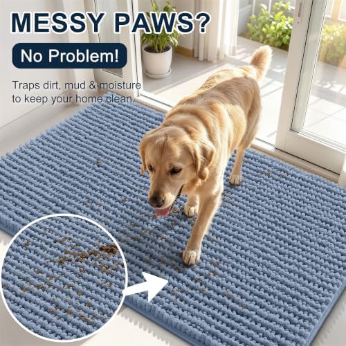 Smiry Dog Door Mat for Muddy Paws 36x24, Ultra Absorbent Chenille Doormat - Image 5