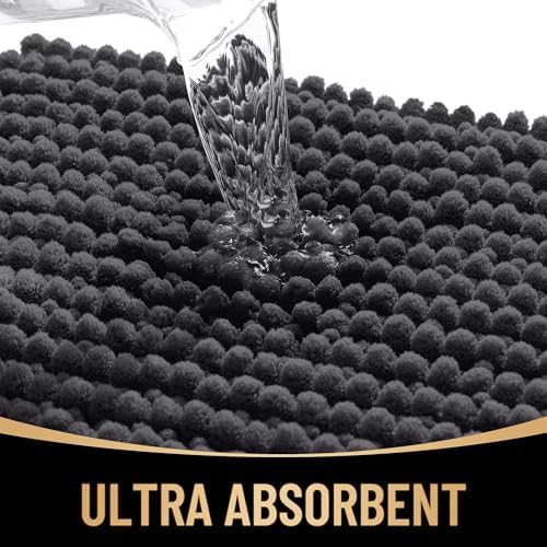OLANLY Thick Chenille Bathroom Runner Rugs Mats 47x24, Dark Grey - Image 3