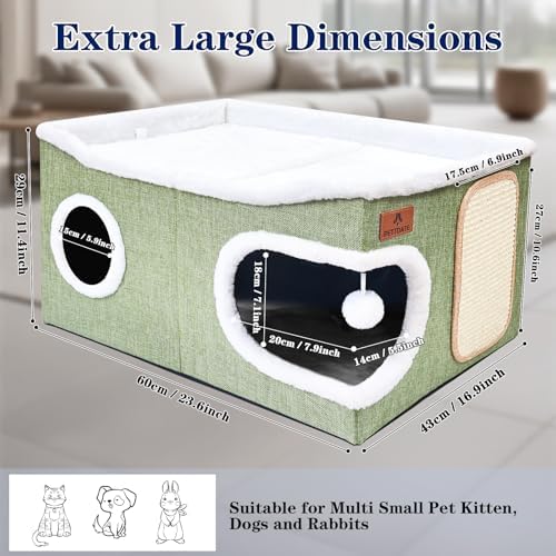 Extra Large Cat Beds for Indoor Cats, Covered Cat Cave Beds & Furniture - Image 2