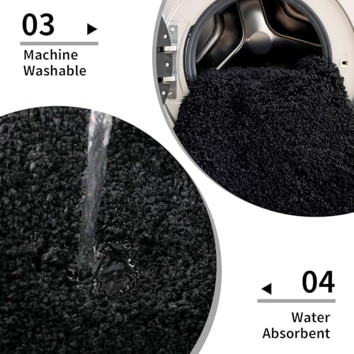 Disolla Black Bathroom Rugs 24x36, Non-Slip Plush Thick Bath Mat - Image 5