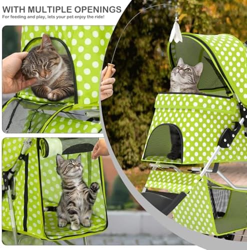 MoNiBloom Pet Stroller for Small/Medium Dogs and Cats, Lawn Green - Image 4
