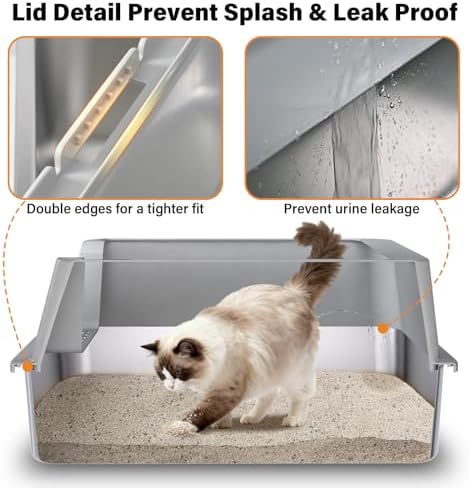 2 Pack Stainless Steel Litter Box, XL Metal Cat Litter Box - Image 5