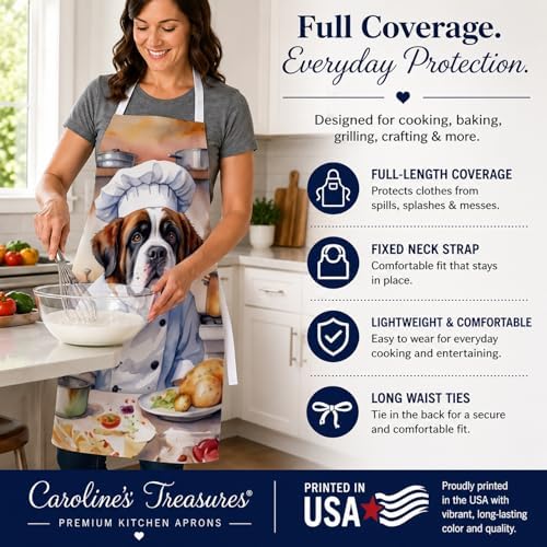 Caroline's Treasures Saint Bernard The Chef Apron Cooking Kitchen Server Baking - Image 4