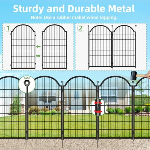 8 Panels No Dig Garden Fence, Dog Fence Outdoor - Image 4