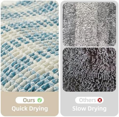 TYUU Waffle Runner Rug Bathroom, Long Cute Bath Mat, 72x24 Blue & White - Image 6