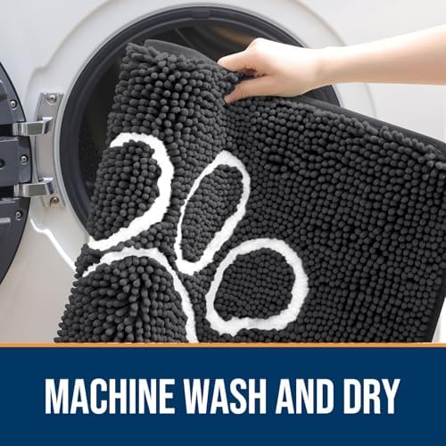 OLANLY Dog Door Mat for Muddy Paws 59x35, Paw Print Design Chenille Mud Mat - Image 5
