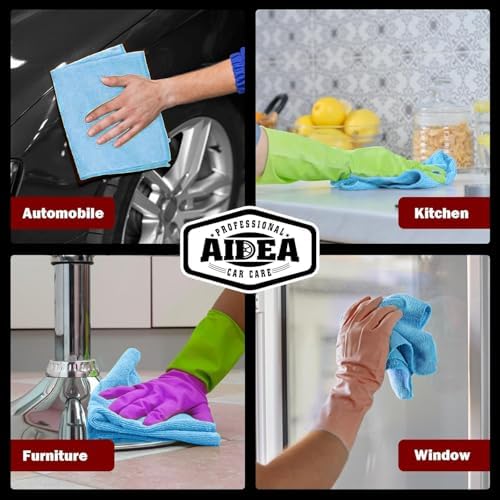 AIDEA Microfiber Cleaning Cloth Blue 20PK, Cleaning Rags 12×12" - Image 5