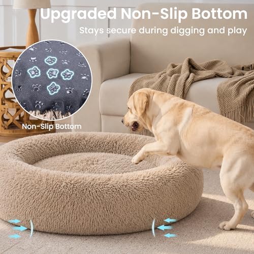 JOLLYVOGUE Calming Dog Beds Extra Large Sized Dog, 45in Donut Washable Large - Image 5